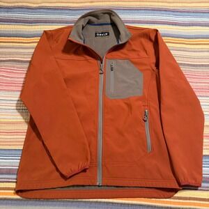Orvis Mens Softshell Fleece Lined Jacket Burnt Orange Grey 25ZR Size Medium